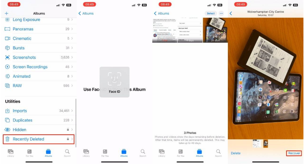 琅琊苹果14维修分享 iPhone14 上恢复已删除的照片 