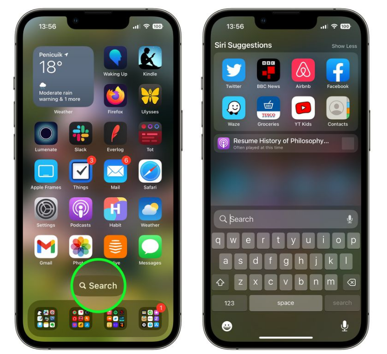 琅琊苹果手机维修分享升级到 iOS 16 后，如何删除主屏幕上的搜索按钮 